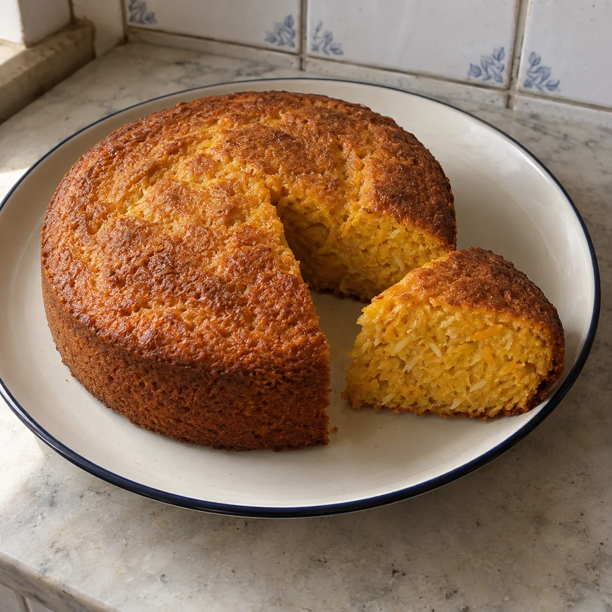 Bolo de abóbora ralada com laranja e coco