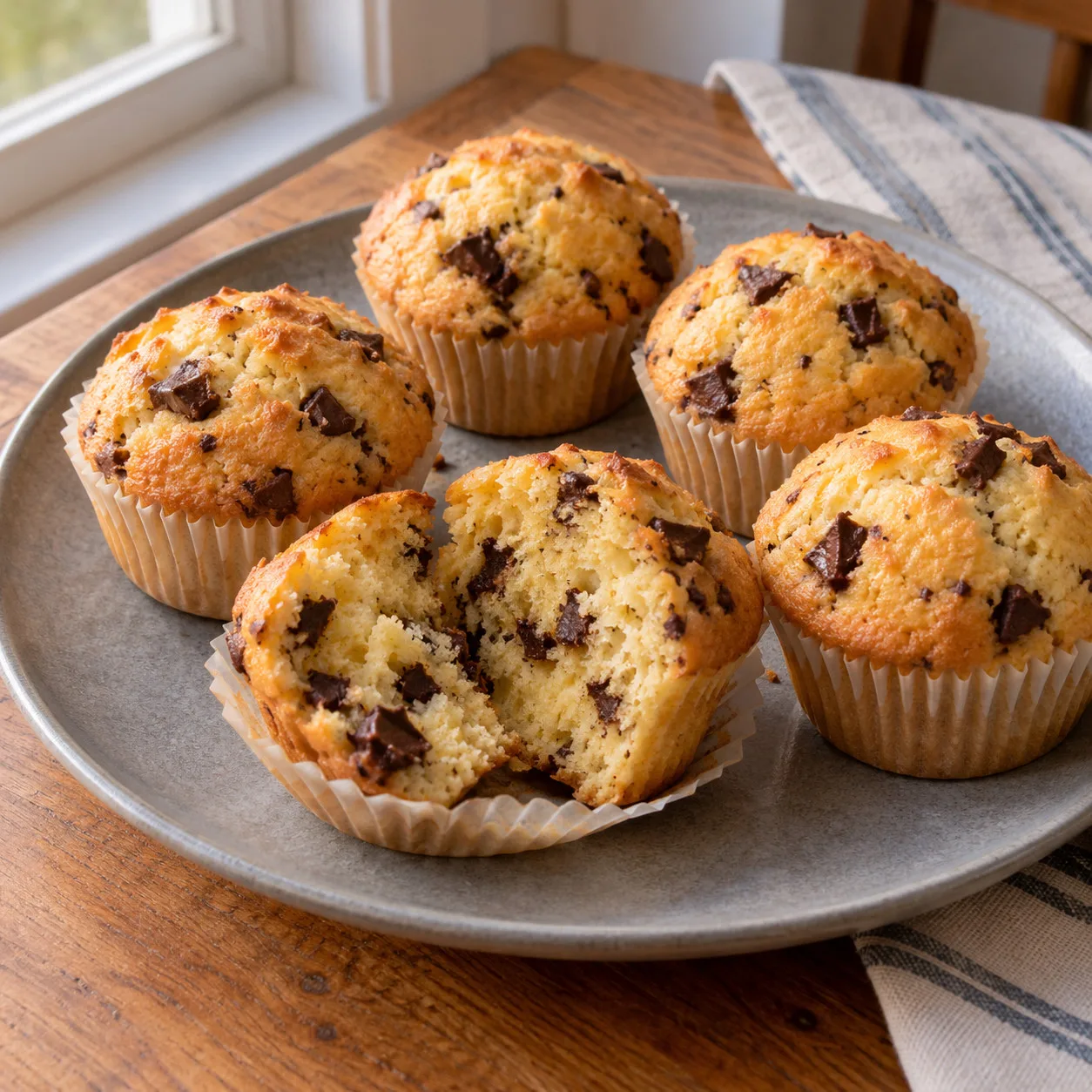 Muffins de laranja com chocolate picado