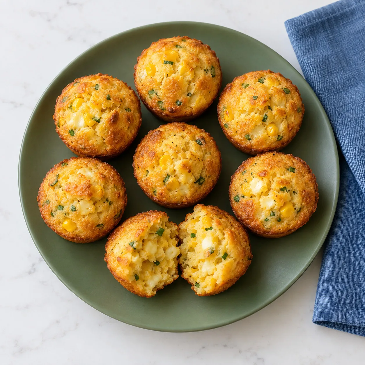 Bolinhos de milho com queijo e cebolinha no forno