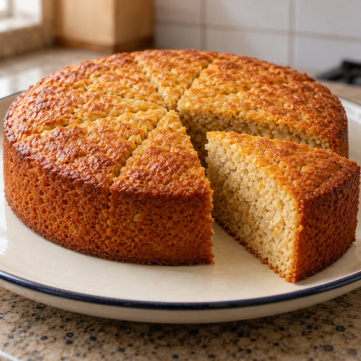 Bolo de mel com aveia e raspas de laranja