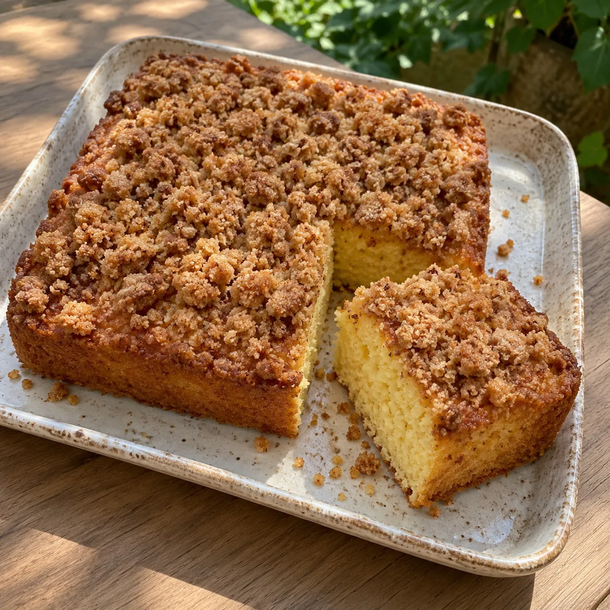 Bolo de mexerica com iogurte e farofinha de canela