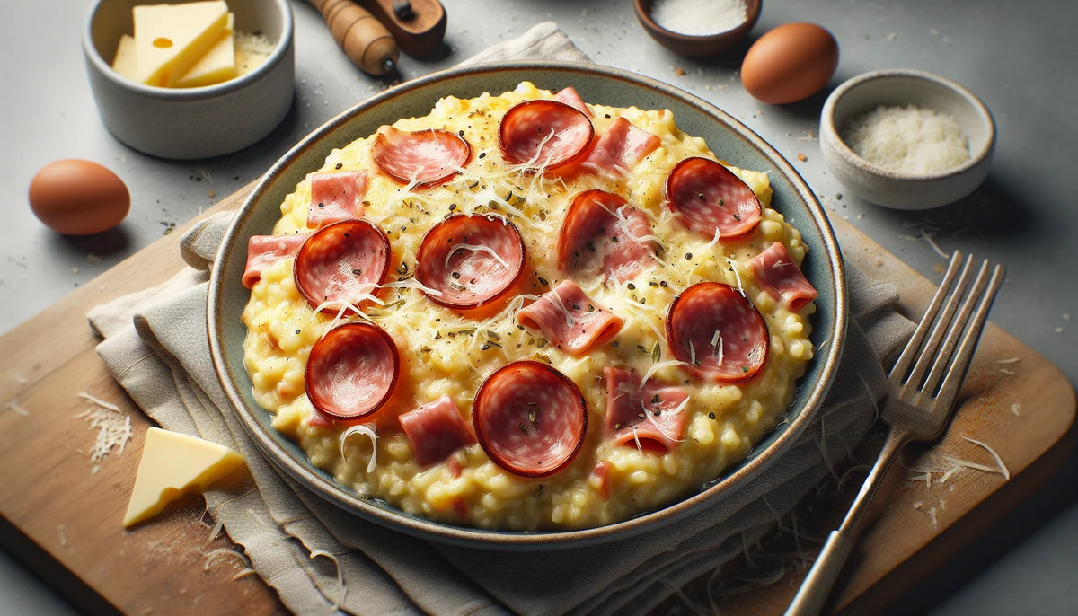 Risoto Cremoso de Forno Fácil com Presunto e Queijo