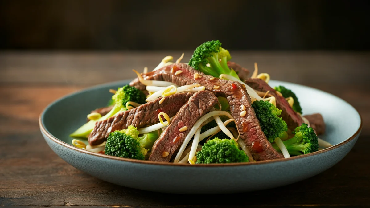 Carne com Brócolis e Moyashi: Sabor Oriental em Minutos