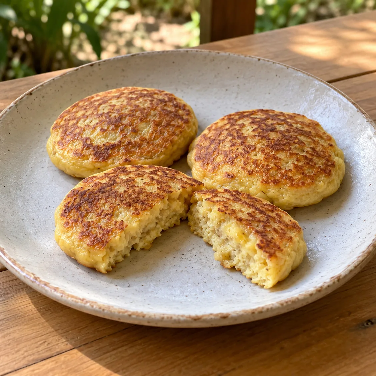 Panquequinhas de banana com fubá e iogurte
