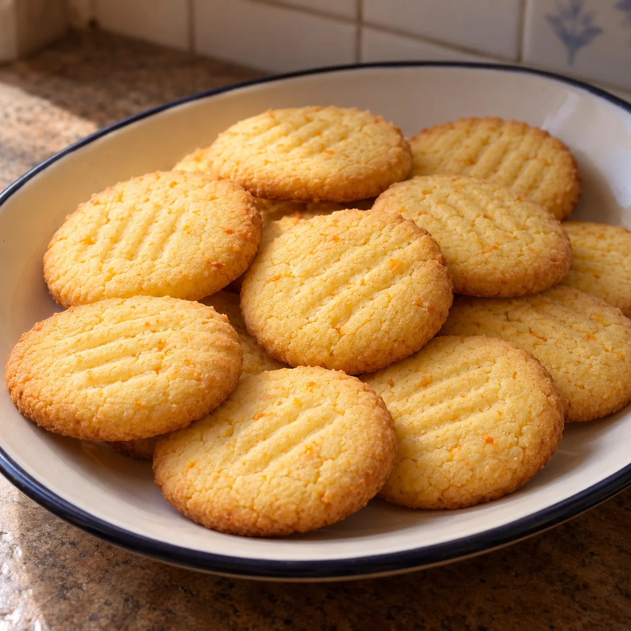 Biscoitos amanteigados de fubá com raspas de laranja