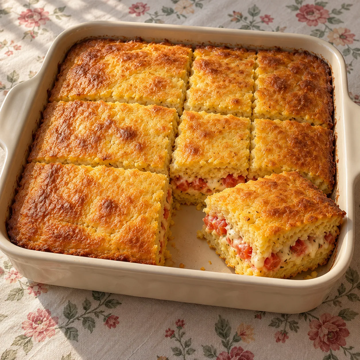 Torta de milho com tomate e muçarela