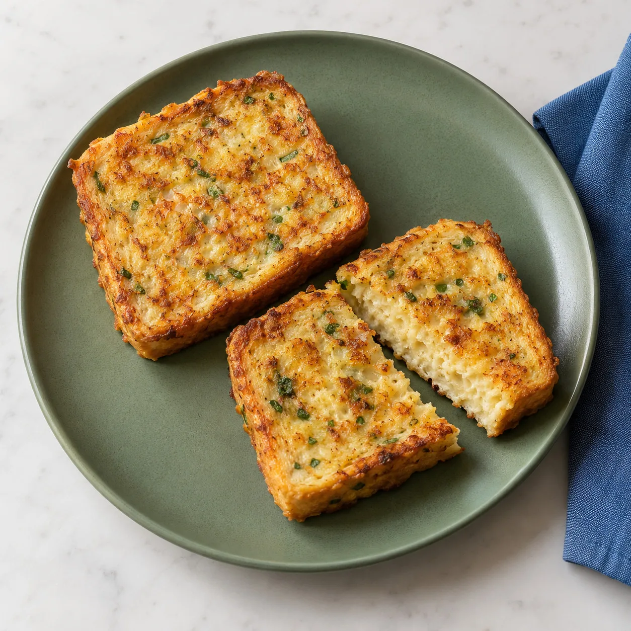 Rabanadas salgadas de frigideira com parmesão e cebolinha