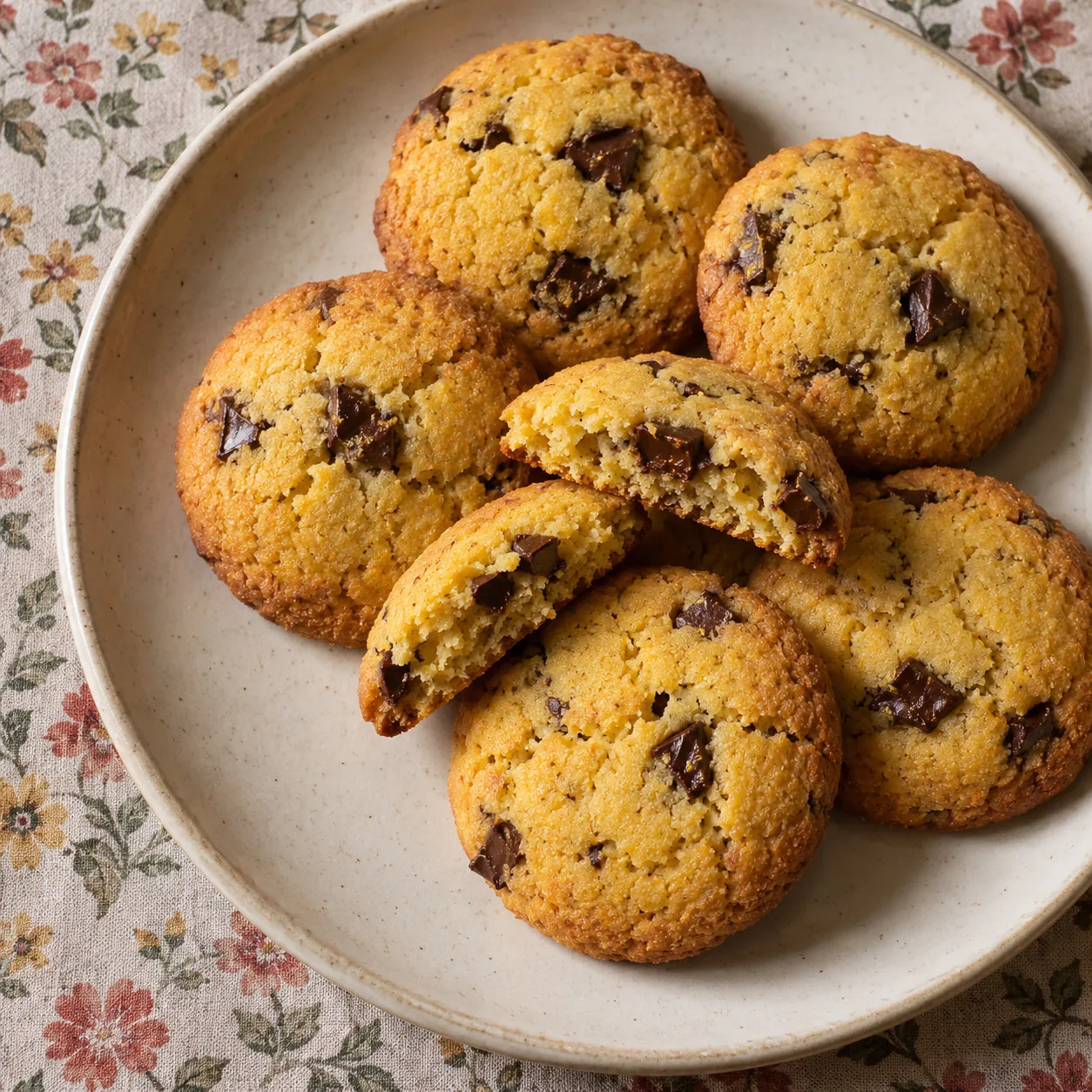 Biscoitos de fubá com laranja e chocolate picado