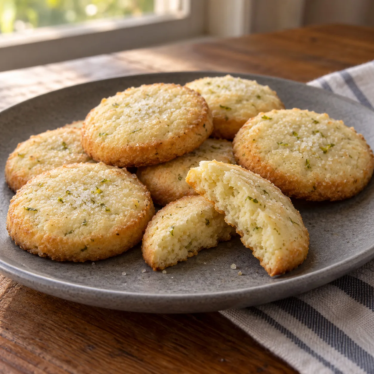 Biscoitos de nata com limão e açúcar crocante