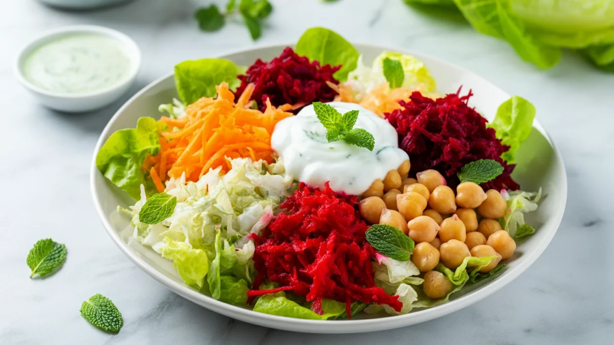 Salada Colorida com Molho de Iogurte: Receita Leve e Fácil