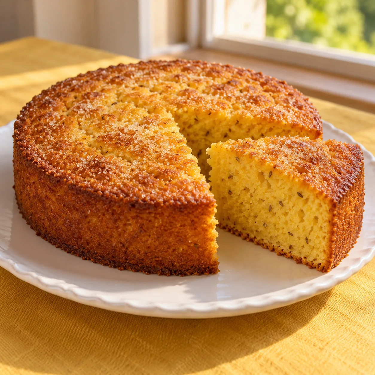 Bolo de milho com erva-doce e casquinha de açúcar