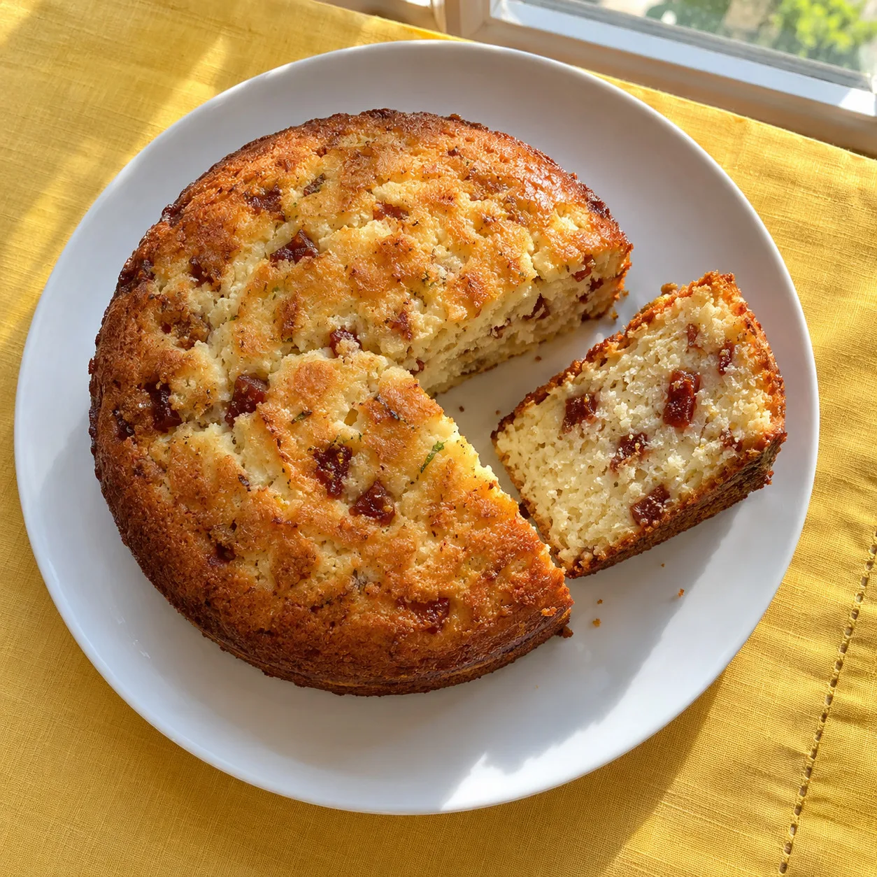 Bolo de ricota com limão e pedacinhos de goiabada