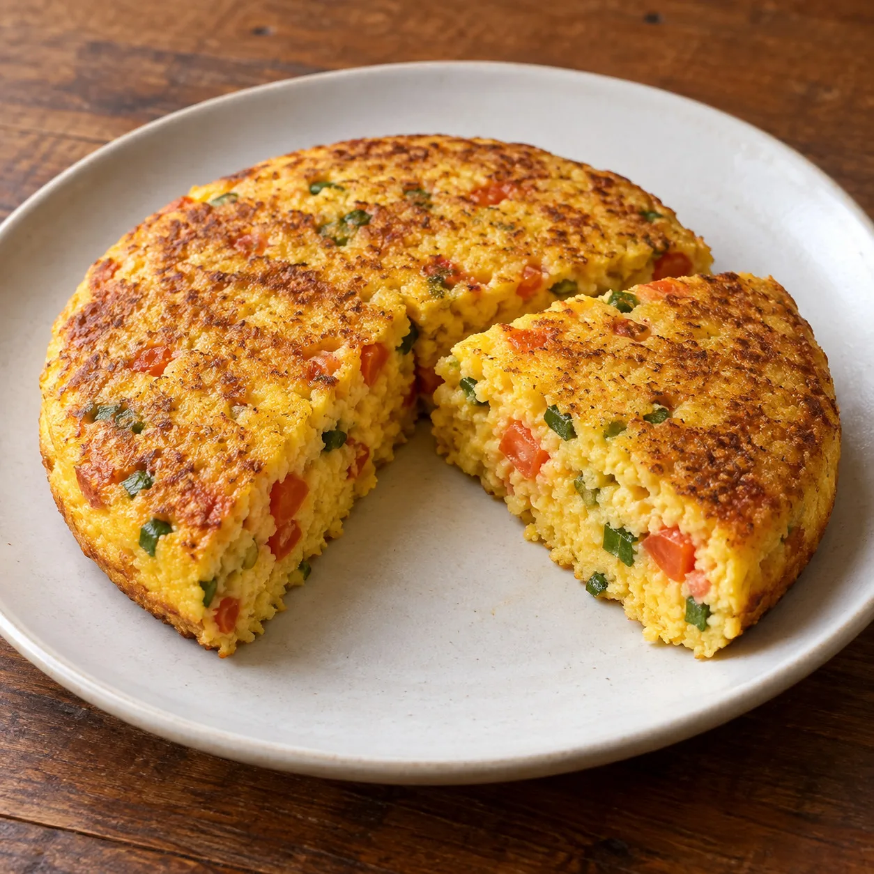 Cuscuz de frigideira com tomate e ovos