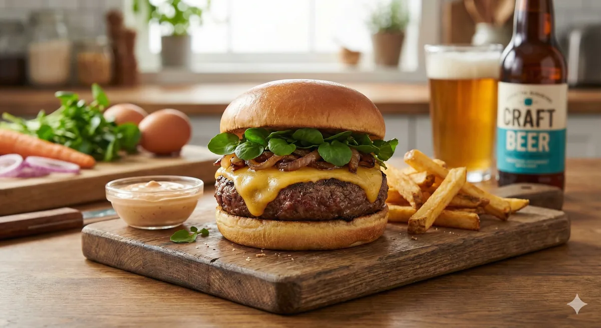 Receita de Hambúrguer de Cheddar Caseiro Fácil e Rápido
