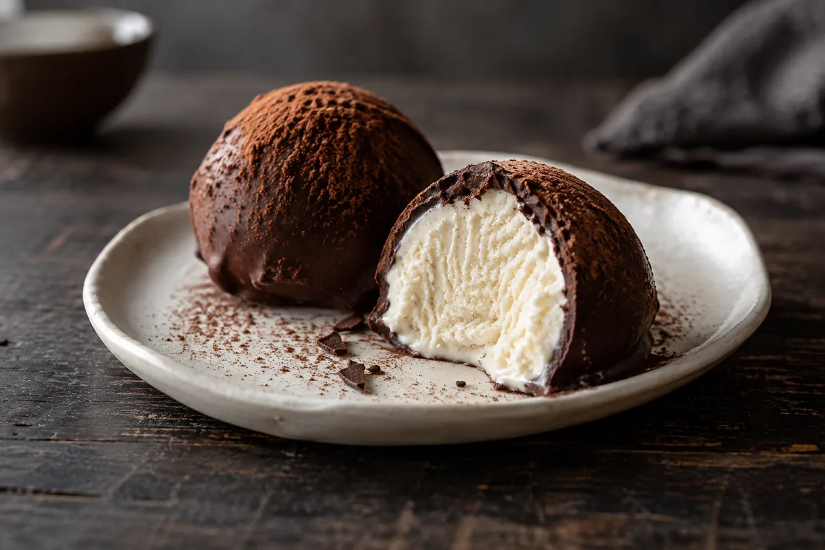 Receita de Tartufo de Sorvete e Chocolate Fácil e Rápida
