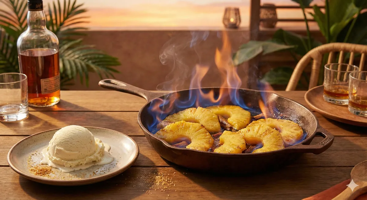 Abacaxi Flambado com Sorvete de Creme - Degustação Especial!