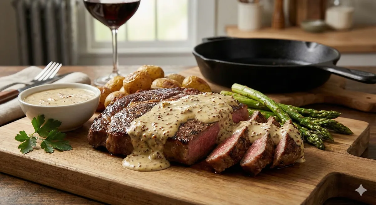 Bife Suculento com Molho Cremoso de Mostarda Dijon