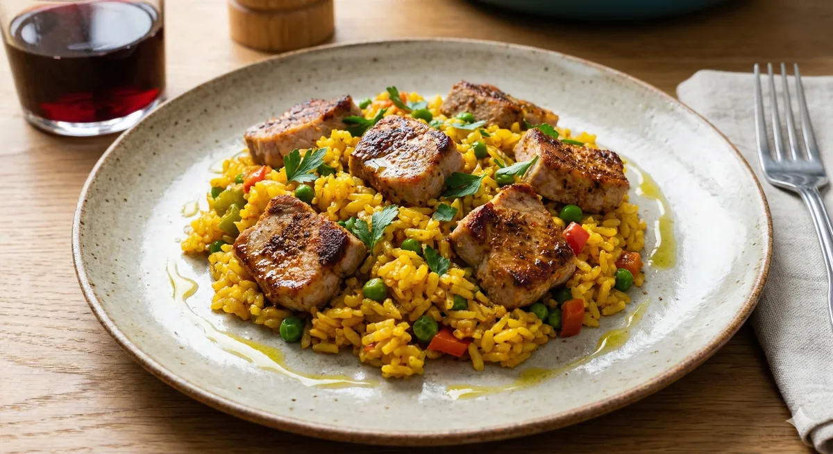 Arroz com Lombo de Porco Dourado e Açafrão: Sabor Único