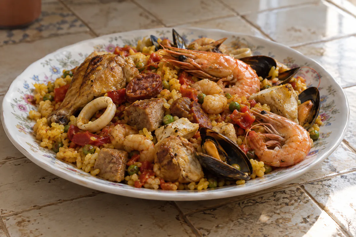 Arroz de panela com carnes e frutos do mar