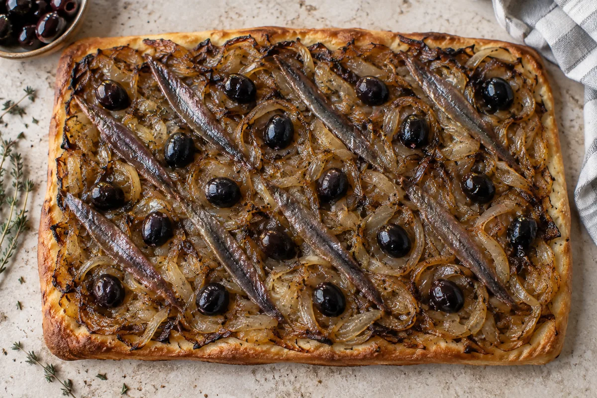 Torta Salgada de Cebola Caramelizada e Anchovas Fácil
