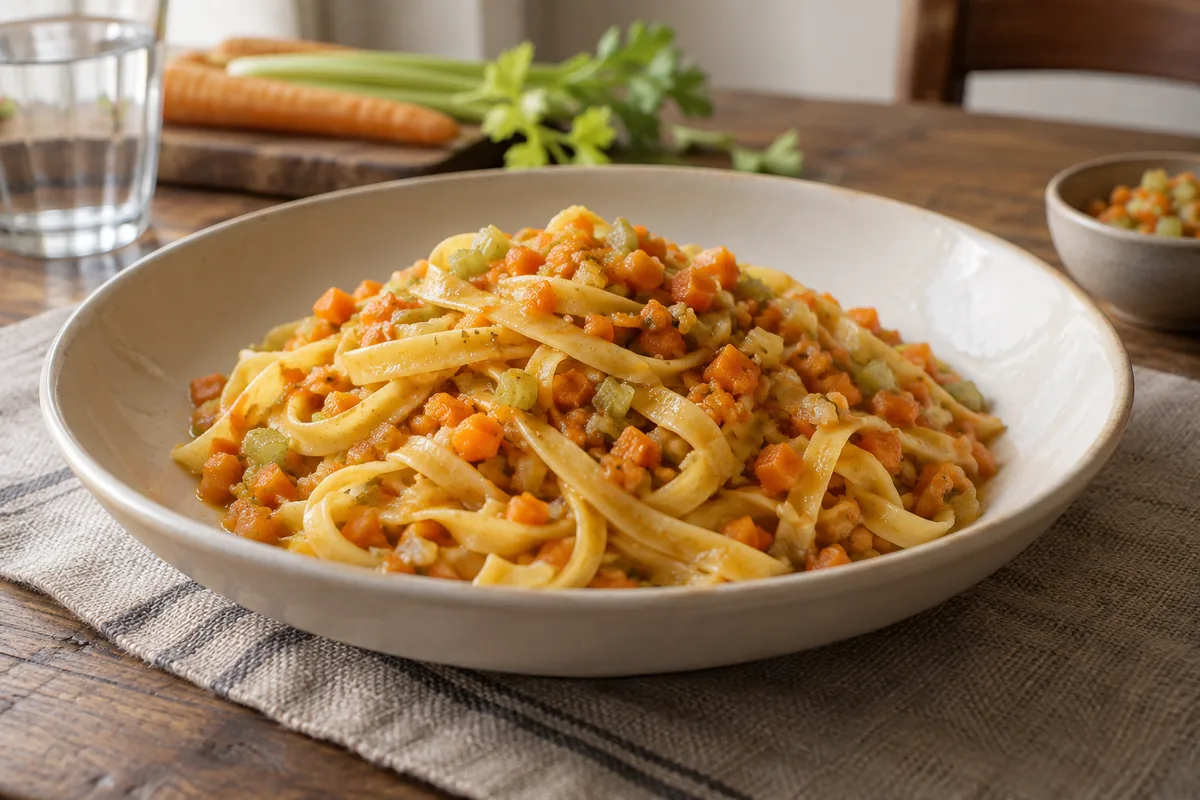 Talharim com Ragu de Salsão e Cenoura: Receita Leve e Fácil