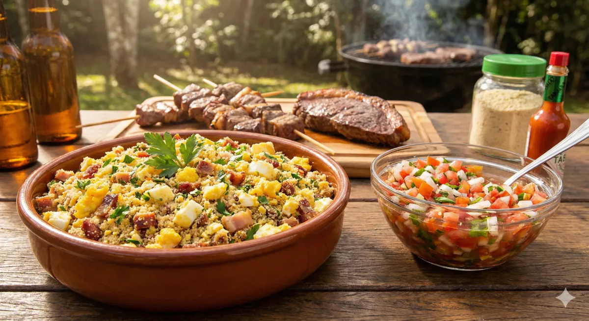 Trio Perfeito para Churrasco: Maionese, Pão de Alho e Farofa