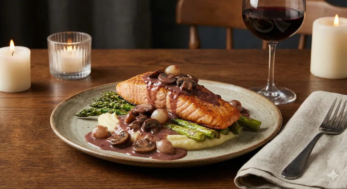 Salmão ao Vinho Tinto Cremoso: Receita Gourmet Fácil