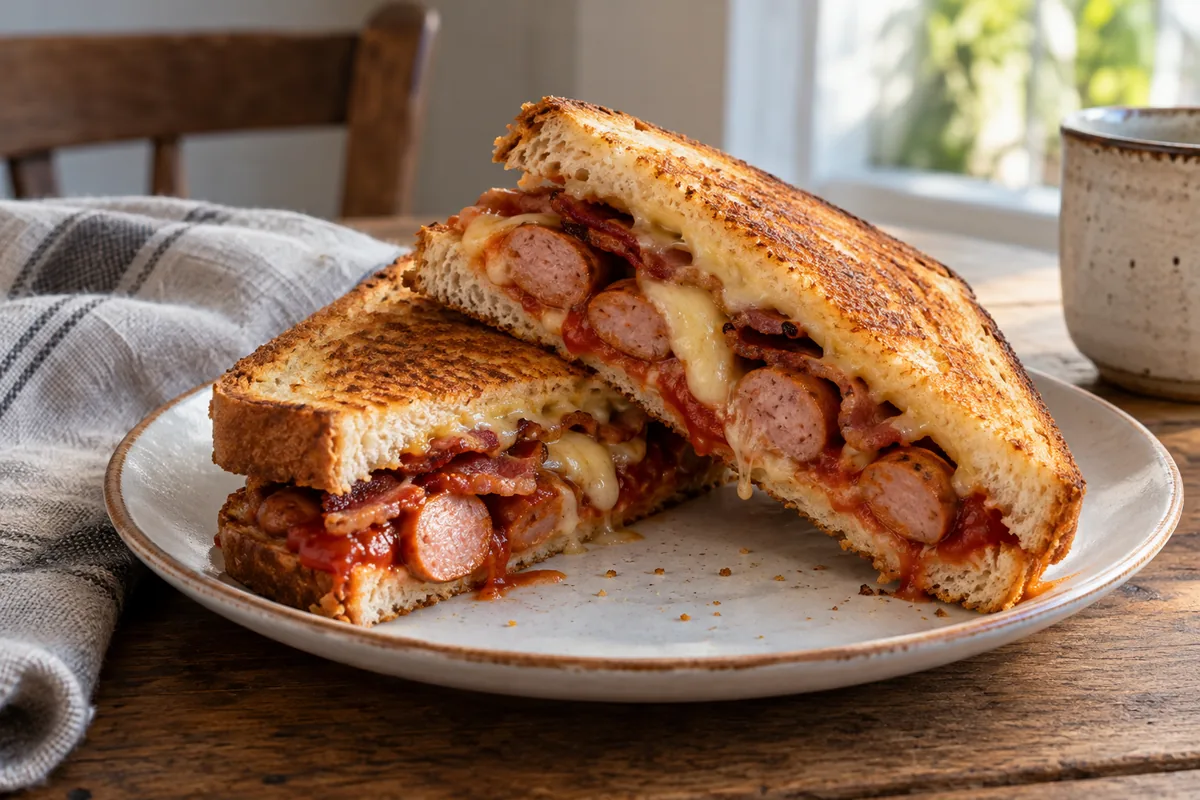 Sanduíche Country Club: Salsicha, Bacon e Queijo no Forno