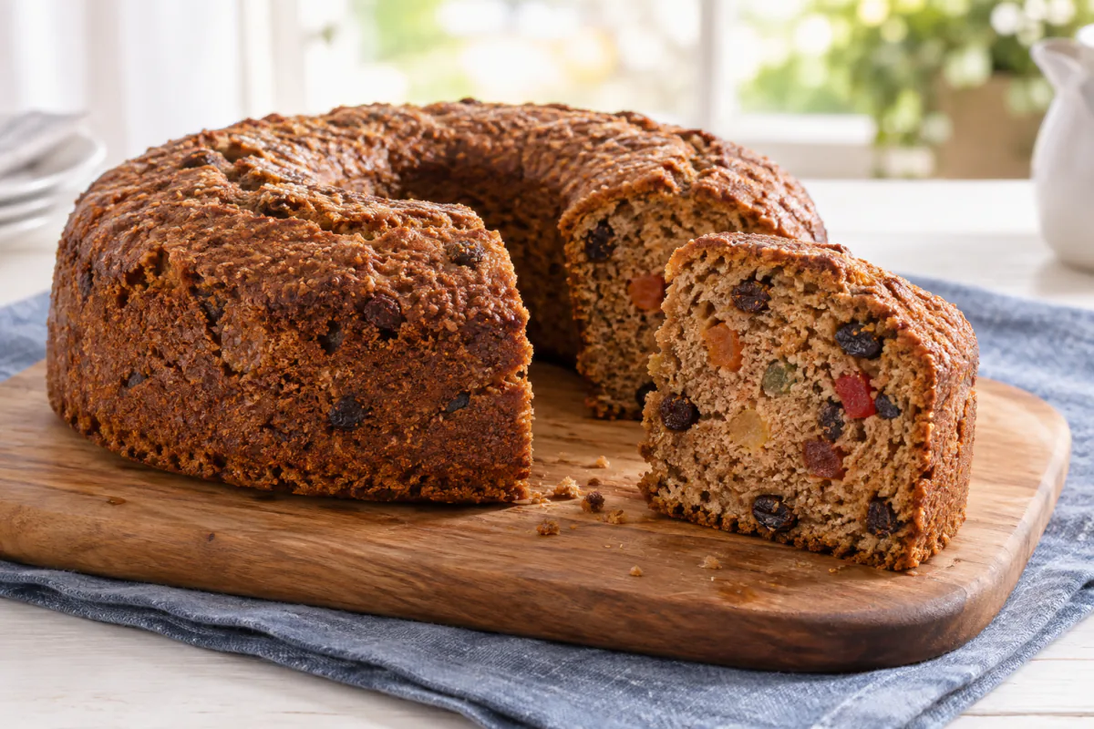 Bolo integral de farelos com frutas