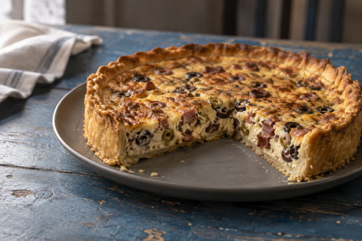 Quiche de bacon e azeitona